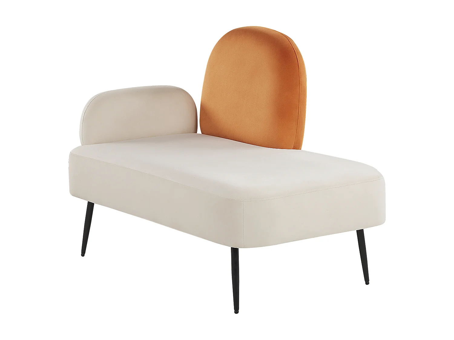 Chaise longue côté droite ARCEY Velours Orange