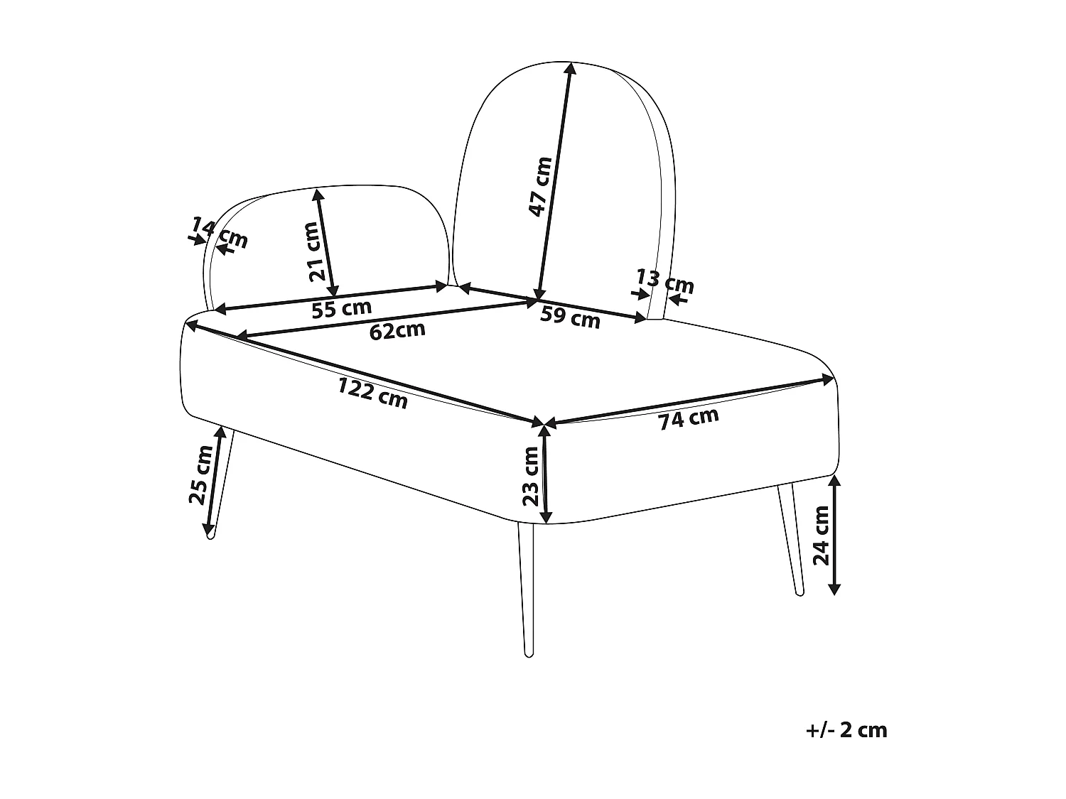 Chaise longue côté gauche ARCEY Velours Orange