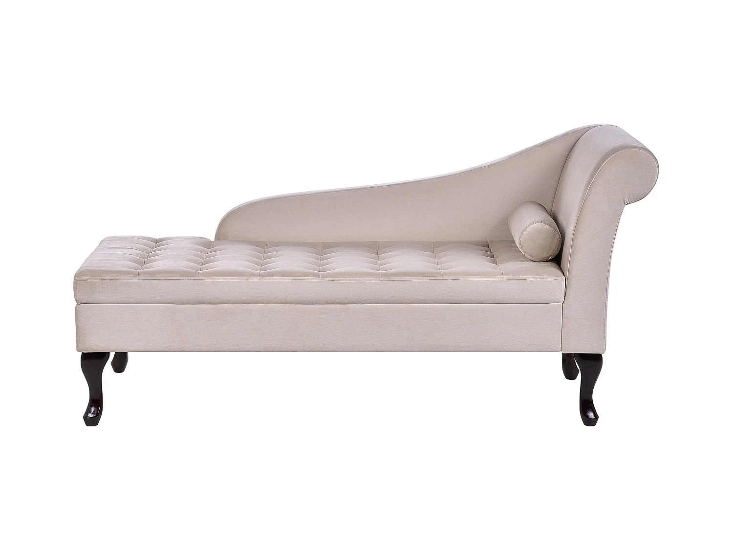 Chaise longue côté droit PESSAC Velours Beige clair avec rangement