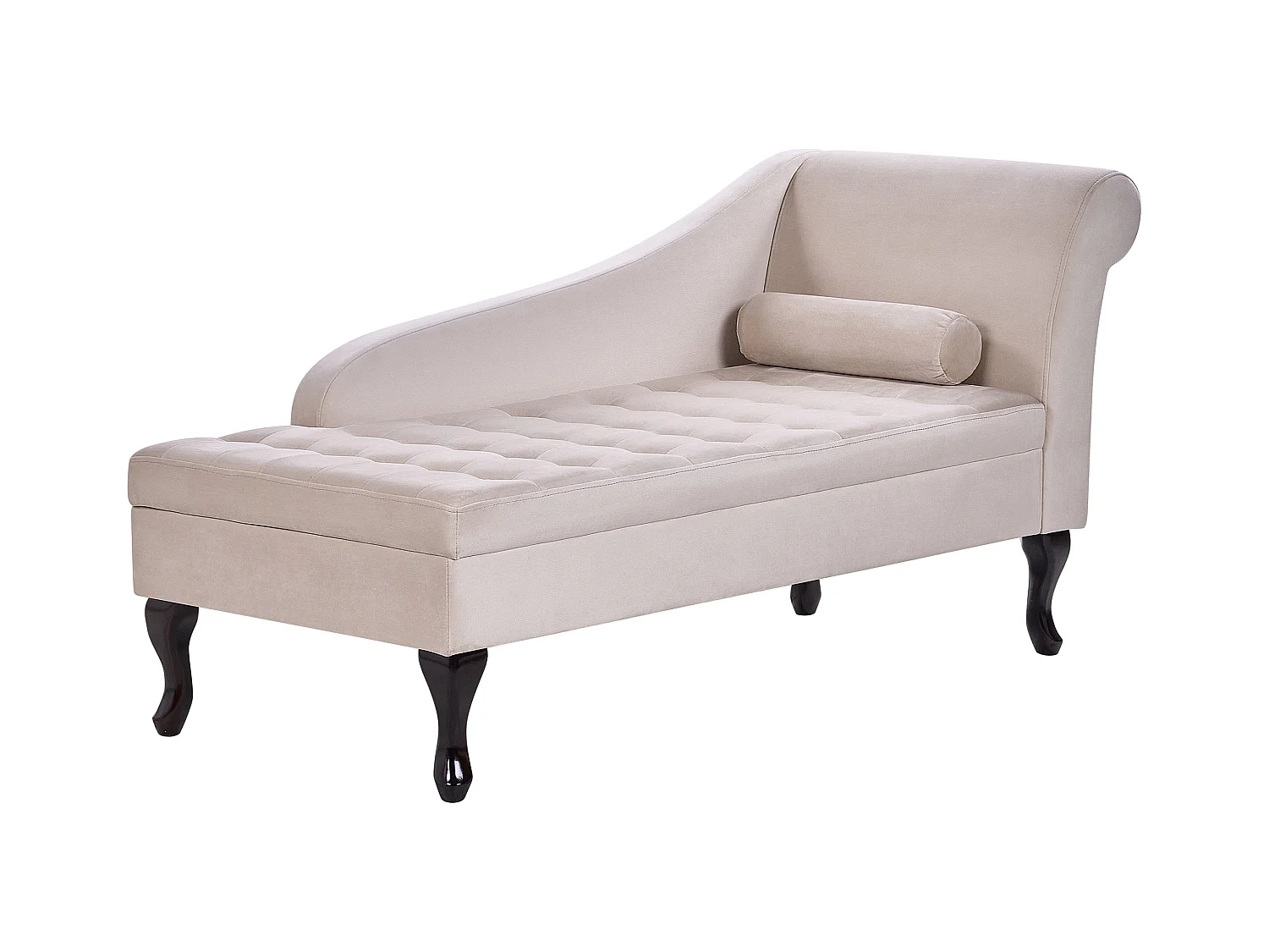 Chaise longue côté droit PESSAC Velours Beige clair avec rangement