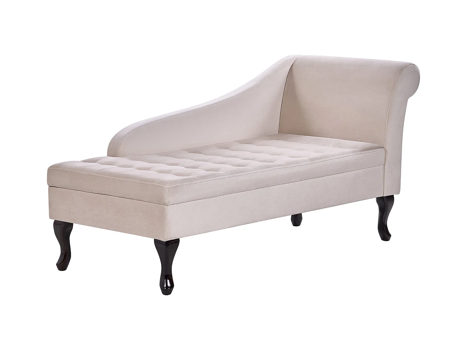 Chaise longue côté droit PESSAC Velours Beige clair avec rangement