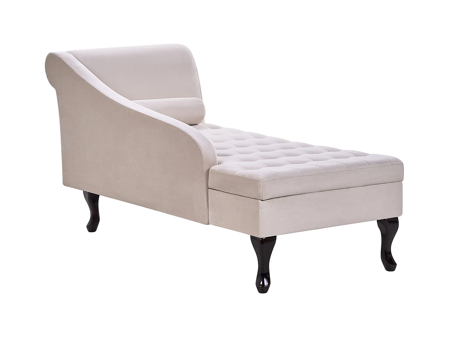 Chaise longue côté droit PESSAC Velours Beige clair avec rangement