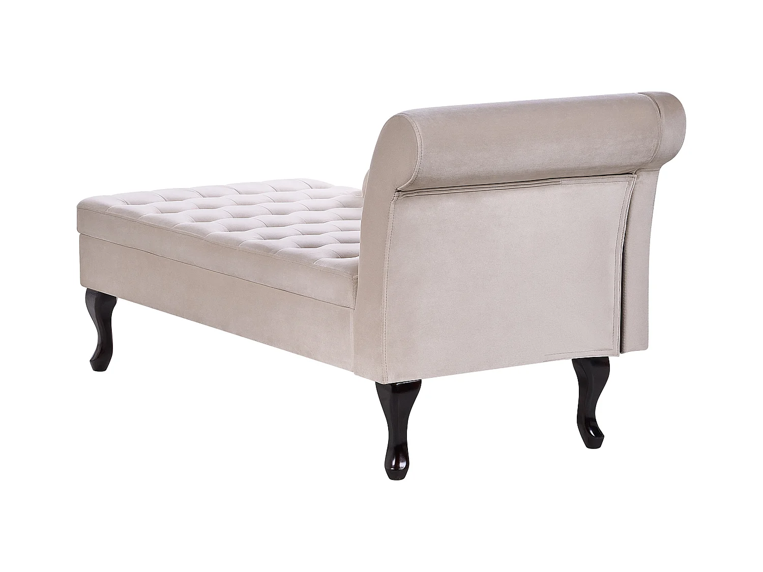 Chaise longue côté droit PESSAC Velours Beige clair avec rangement