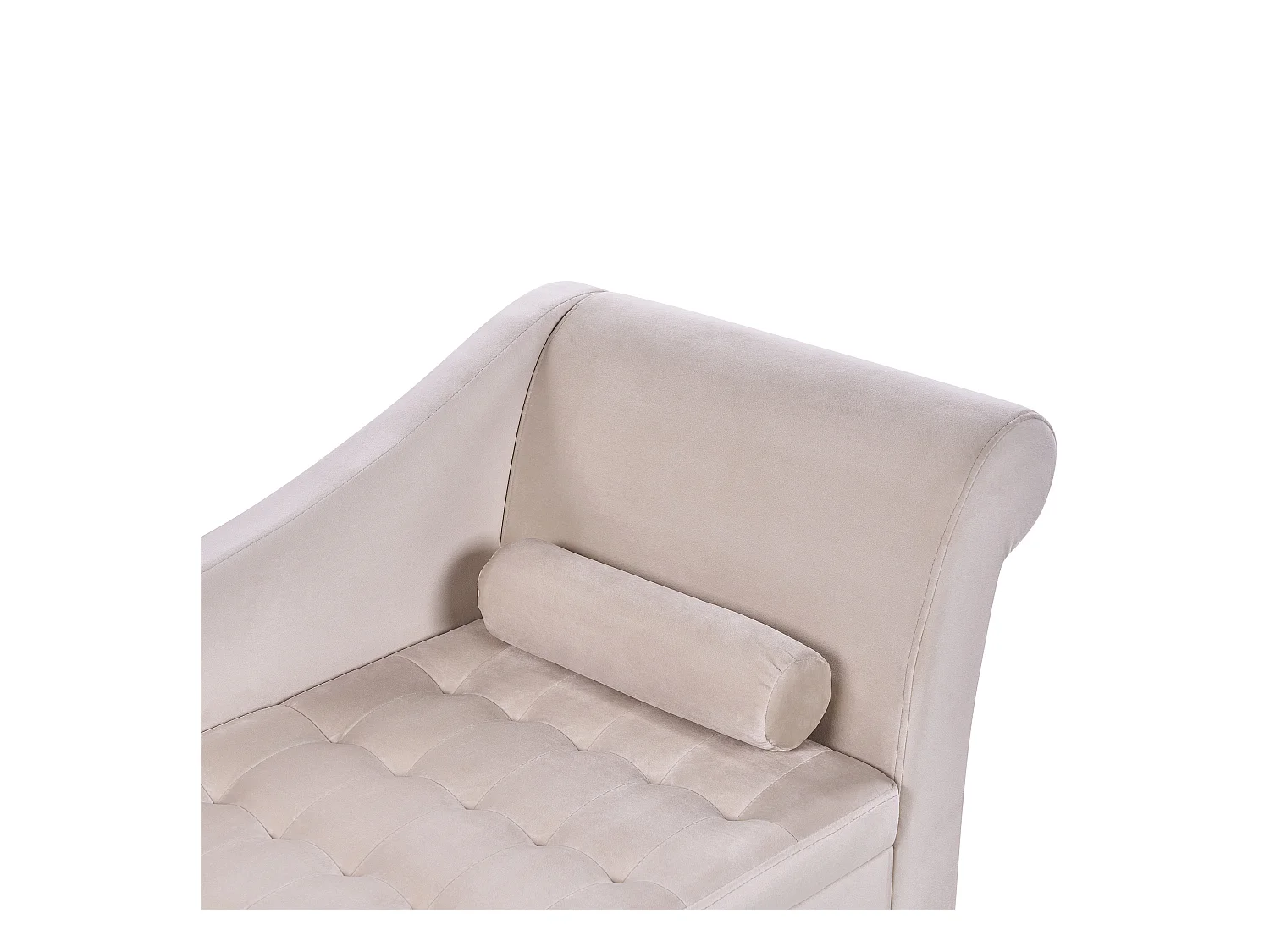 Chaise longue côté droit PESSAC Velours Beige clair avec rangement