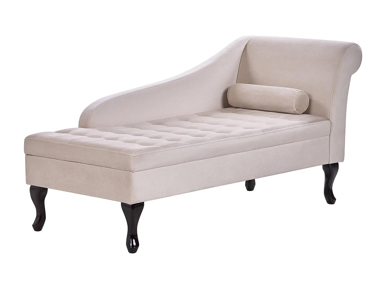 Chaise longue côté droit PESSAC Velours Beige clair avec rangement