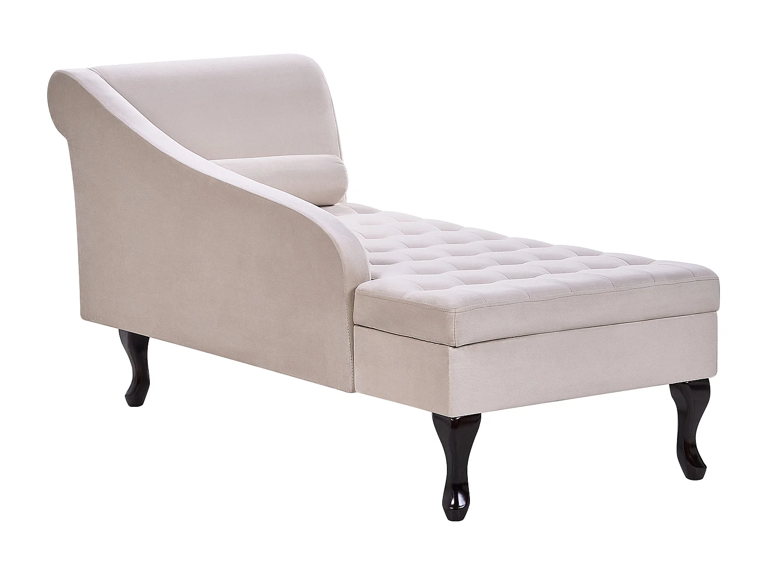 Chaise longue côté droit PESSAC Velours Beige clair avec rangement