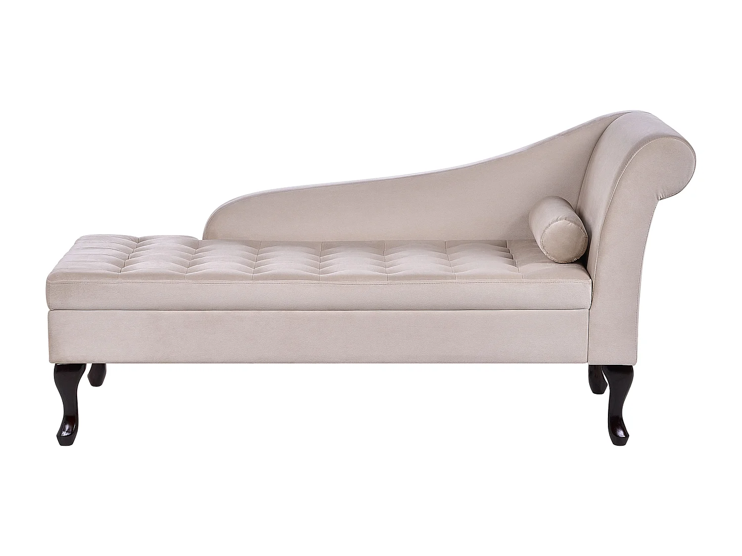 Chaise longue côté droit PESSAC Velours Beige clair avec rangement