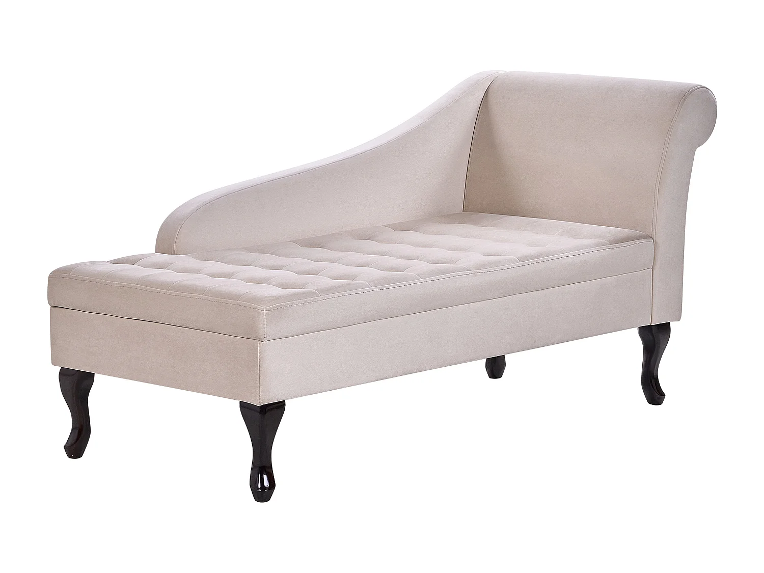 Chaise longue côté droit PESSAC Velours Beige clair avec rangement
