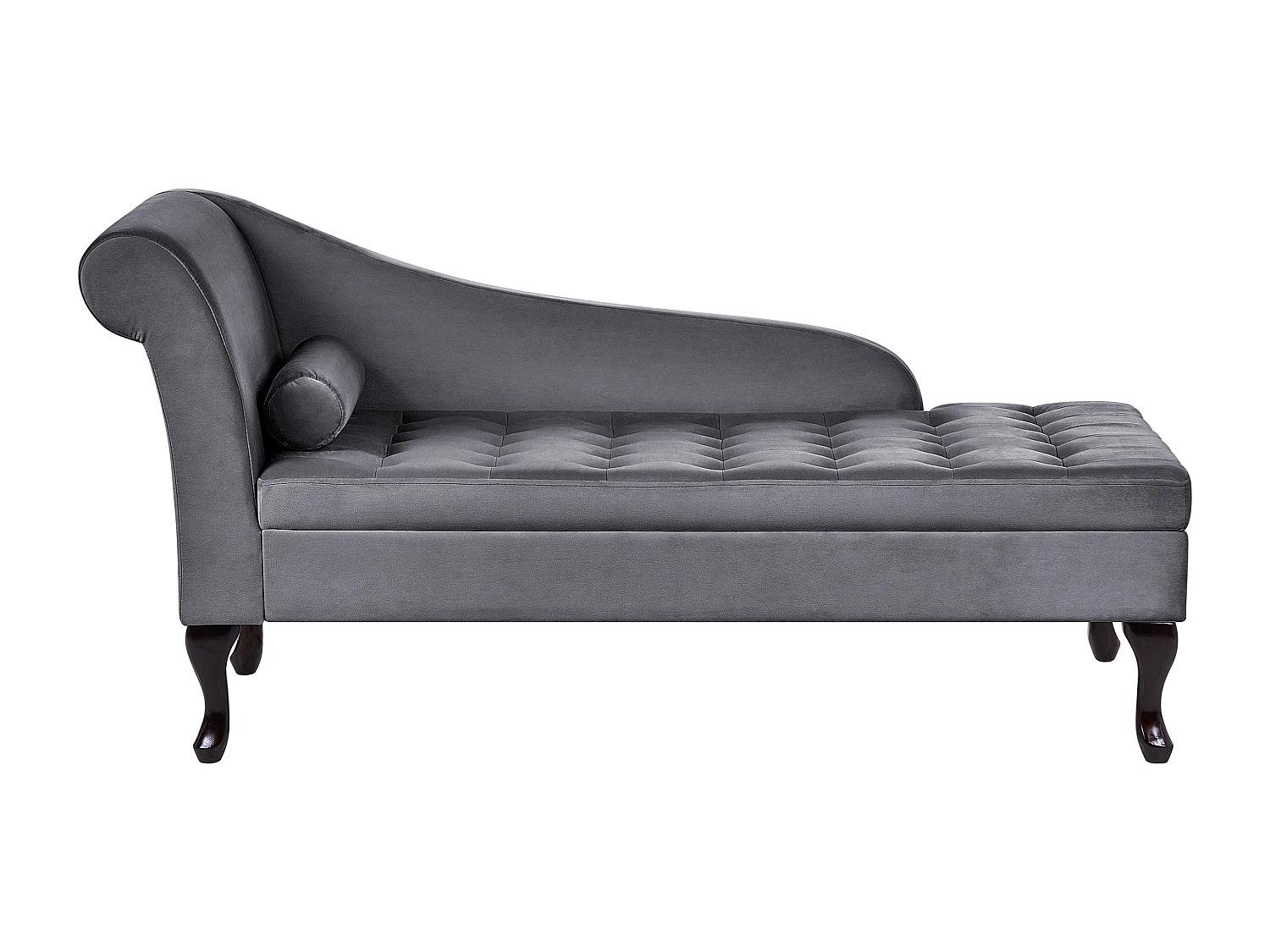 Szezlong lewostronny PESSAC Welur Ciemnoszary ze schowkiem