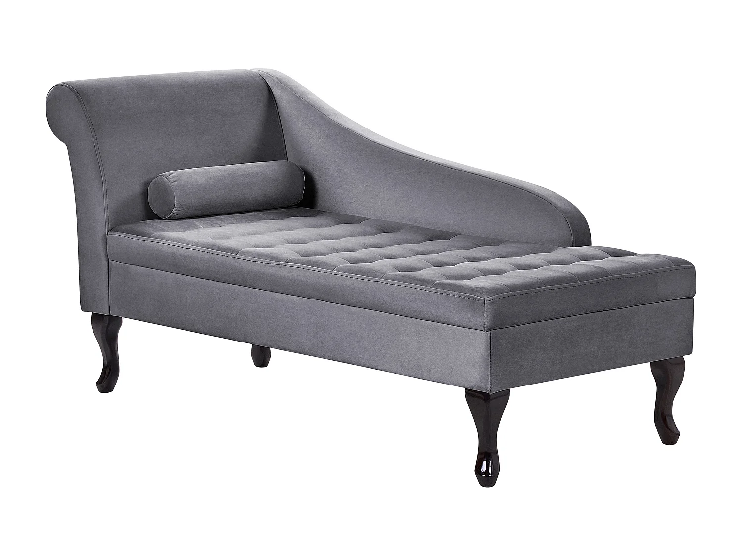 Szezlong lewostronny PESSAC Welur Ciemnoszary ze schowkiem