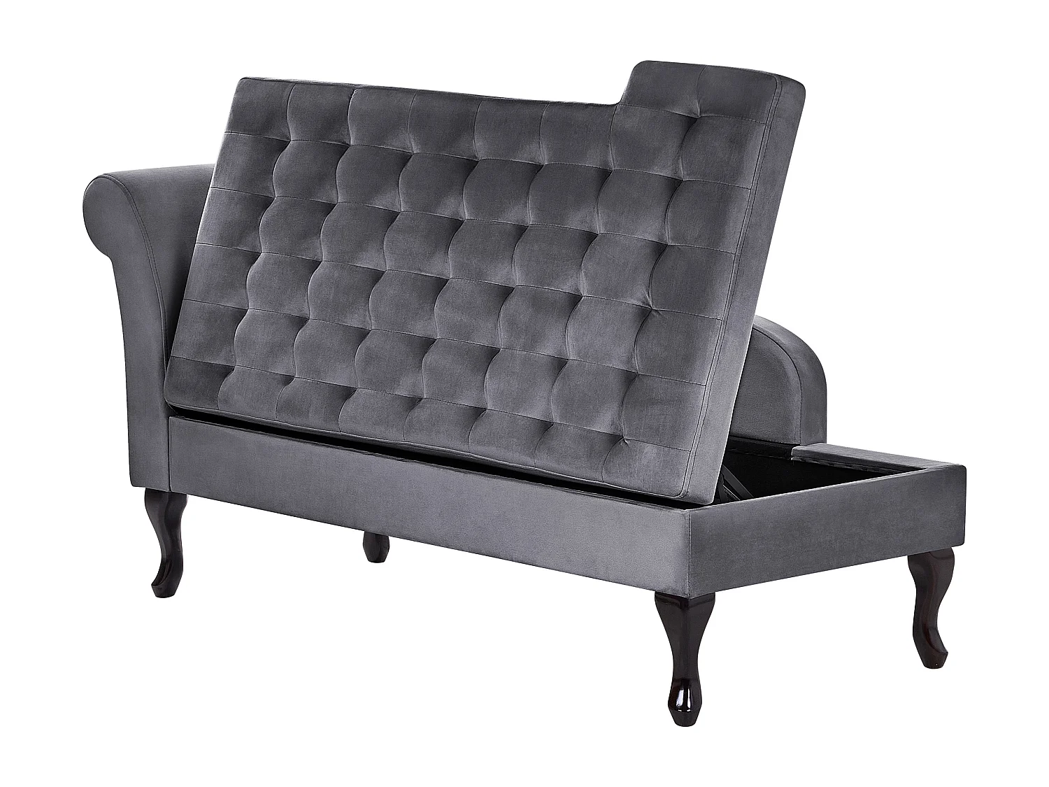 Szezlong lewostronny PESSAC Welur Ciemnoszary ze schowkiem