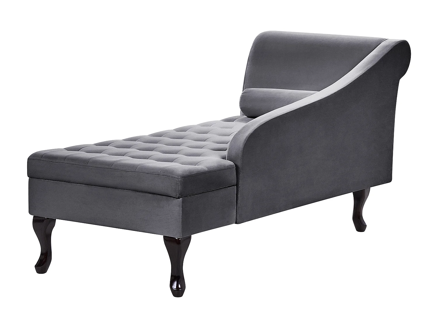 Szezlong lewostronny PESSAC Welur Ciemnoszary ze schowkiem