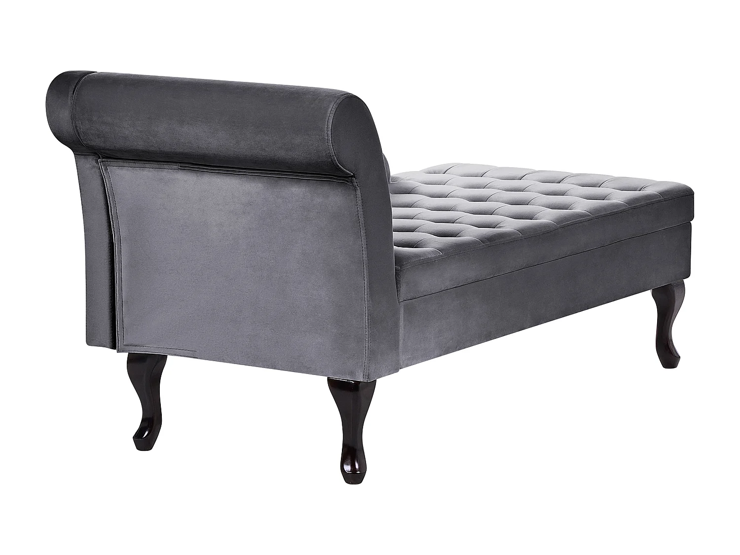 Szezlong lewostronny PESSAC Welur Ciemnoszary ze schowkiem