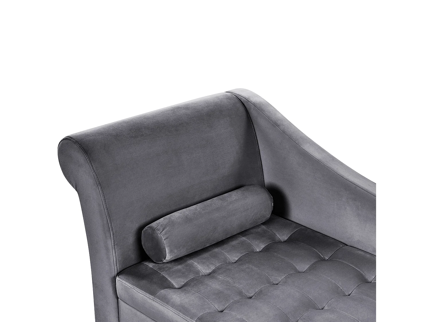 Szezlong lewostronny PESSAC Welur Ciemnoszary ze schowkiem