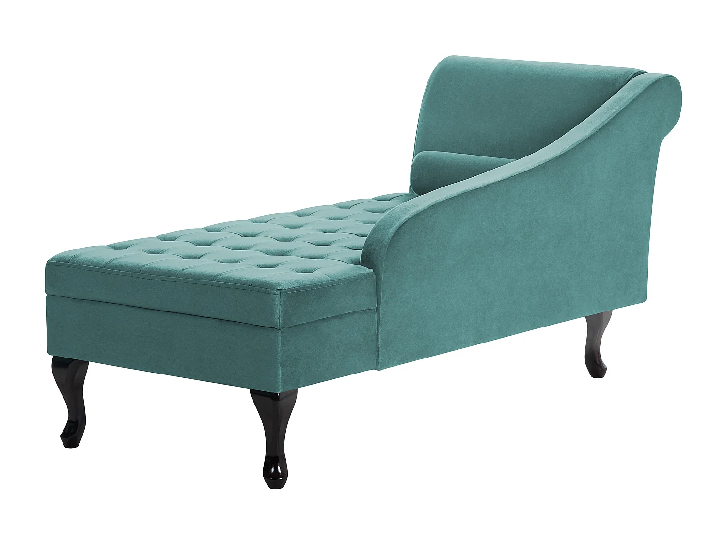 Linkszijdige chaise longue PESSAC Fluweel Blauwgroen met opbergruimte