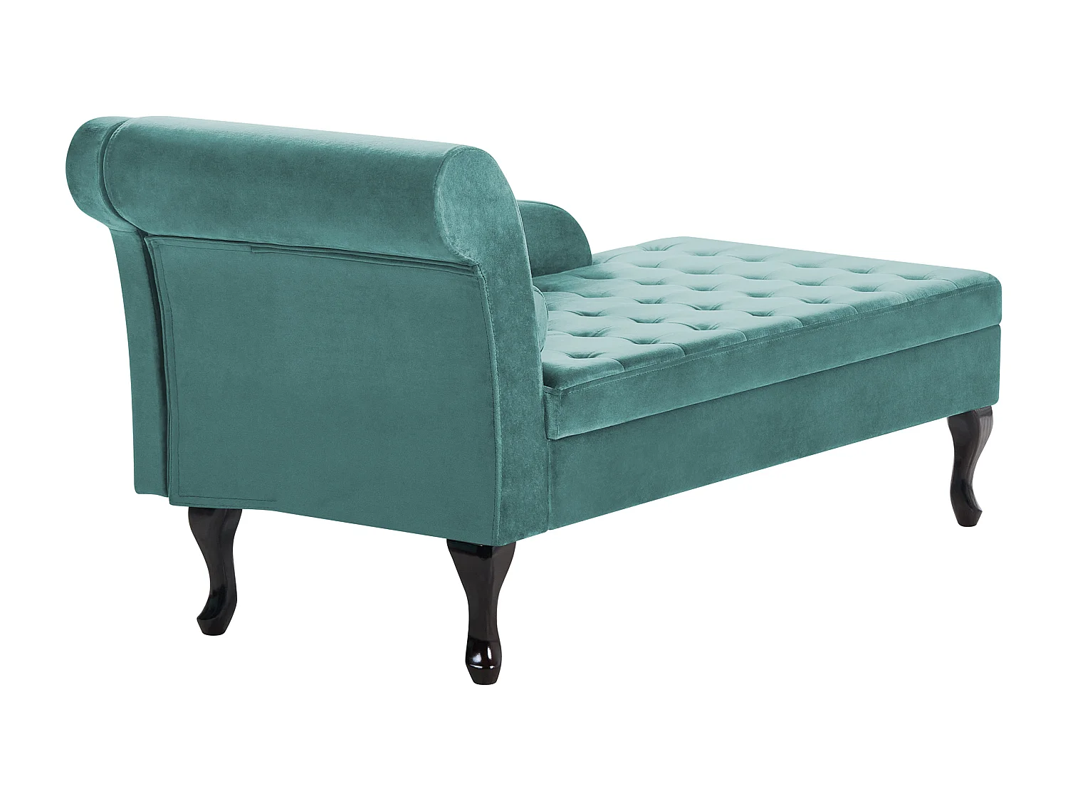 Chaise longue côté gauche PESSAC Velours Bleu paon avec rangement
