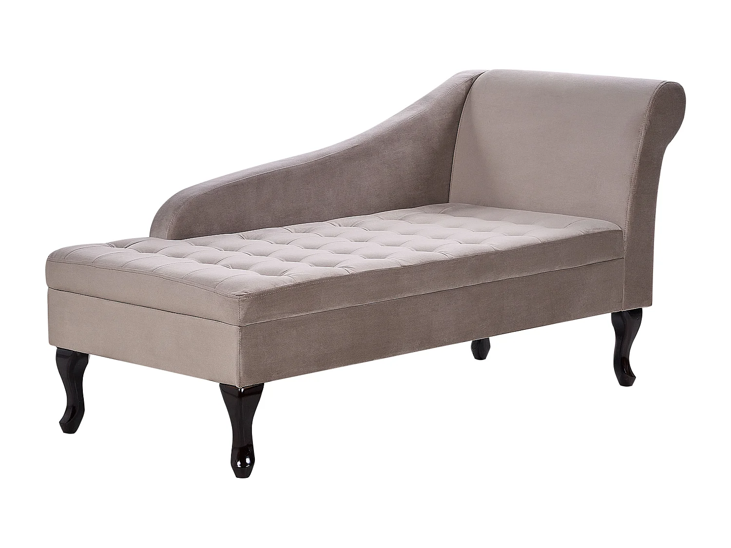 Chaise longue à direita PESSAC Veludo Taupe com arrumação