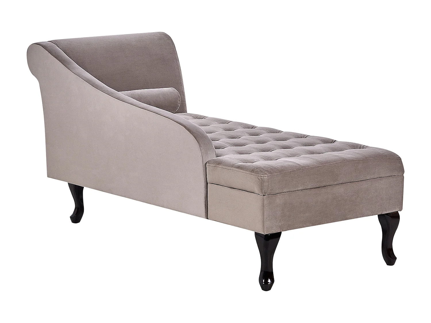 Chaise longue à direita PESSAC Veludo Taupe com arrumação