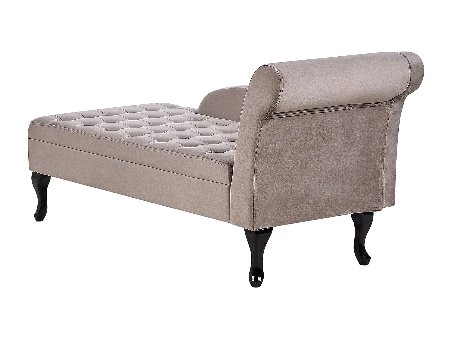 Chaise longue à direita PESSAC Veludo Taupe com arrumação