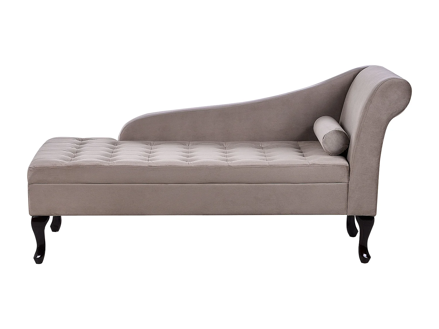 Chaise longue côté droit PESSAC Velours Taupe avec rangement