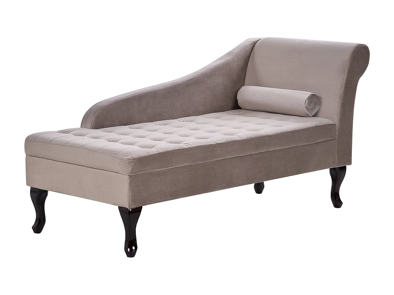 Chaise longue côté droit PESSAC Velours Taupe avec rangement