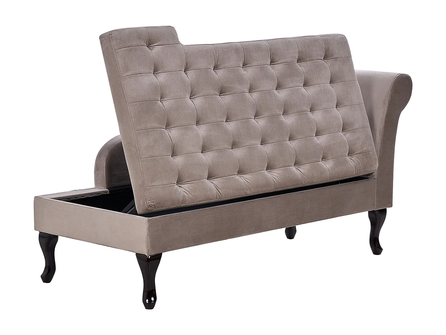 Chaise longue côté droit PESSAC Velours Taupe avec rangement