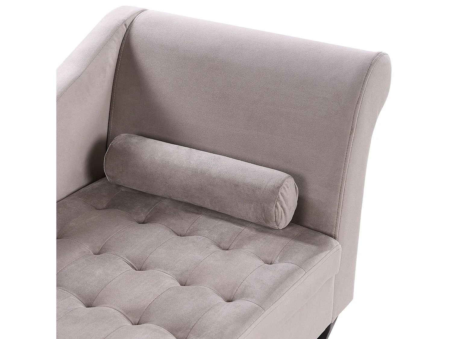 Chaise longue côté droit PESSAC Velours Taupe avec rangement