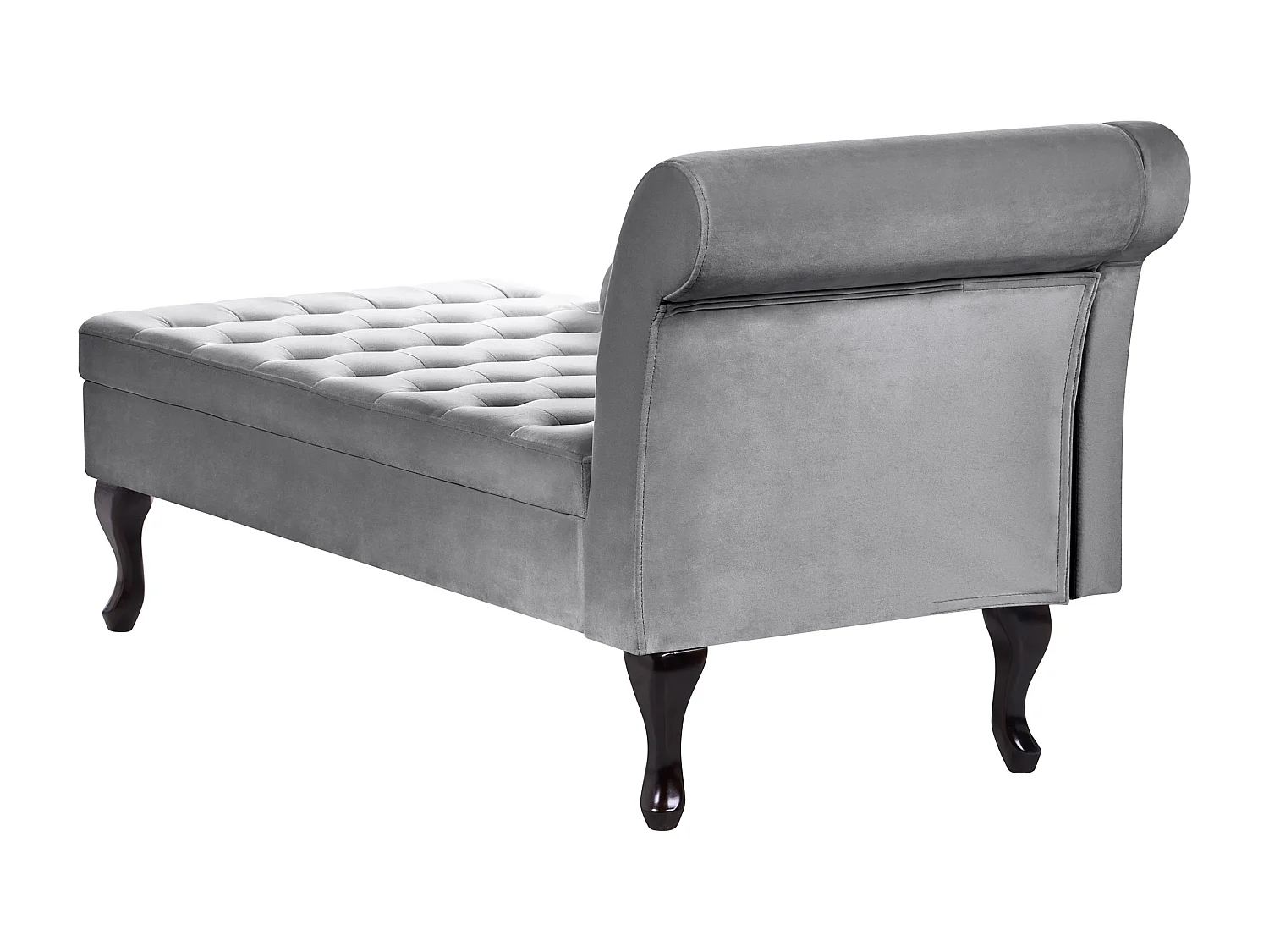 Rechtszijdige chaise longue PESSAC Fluweel Lichtgrijs met opbergruimte