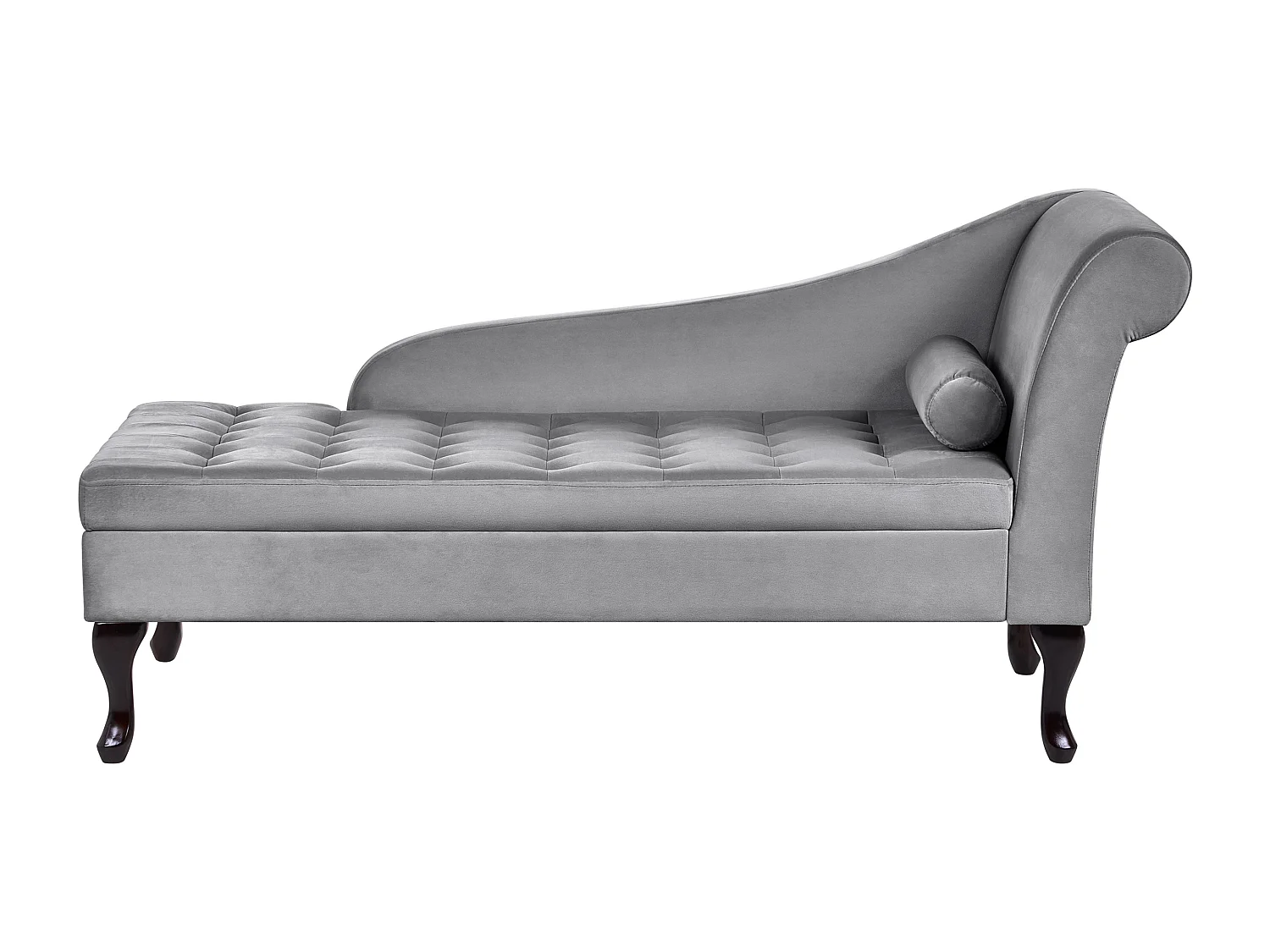 Chaise longue à direita PESSAC Veludo Cinzento claro com arrumação