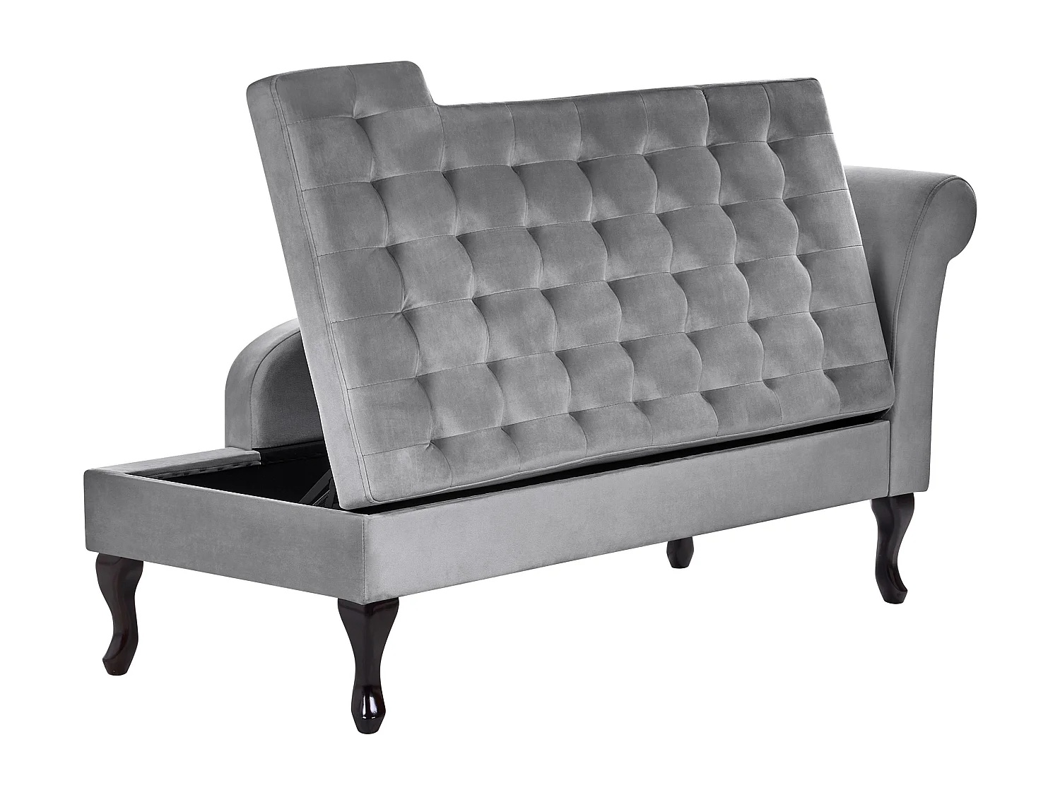 Chaise longue à direita PESSAC Veludo Cinzento claro com arrumação