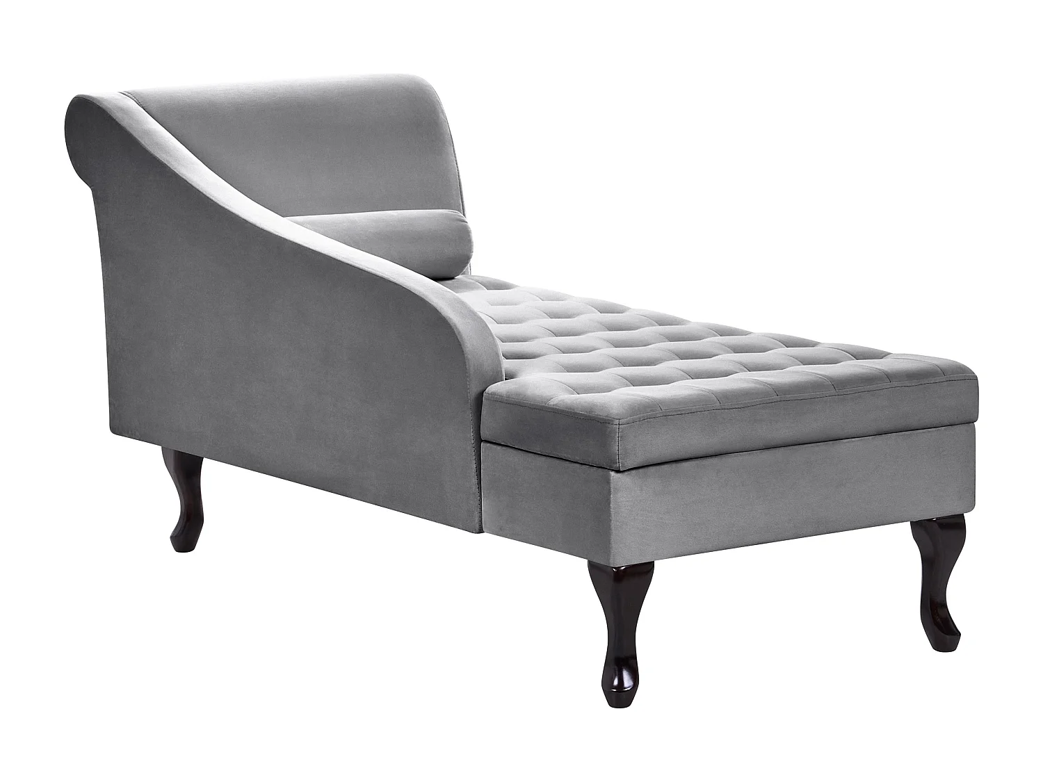Chaise longue à direita PESSAC Veludo Cinzento claro com arrumação