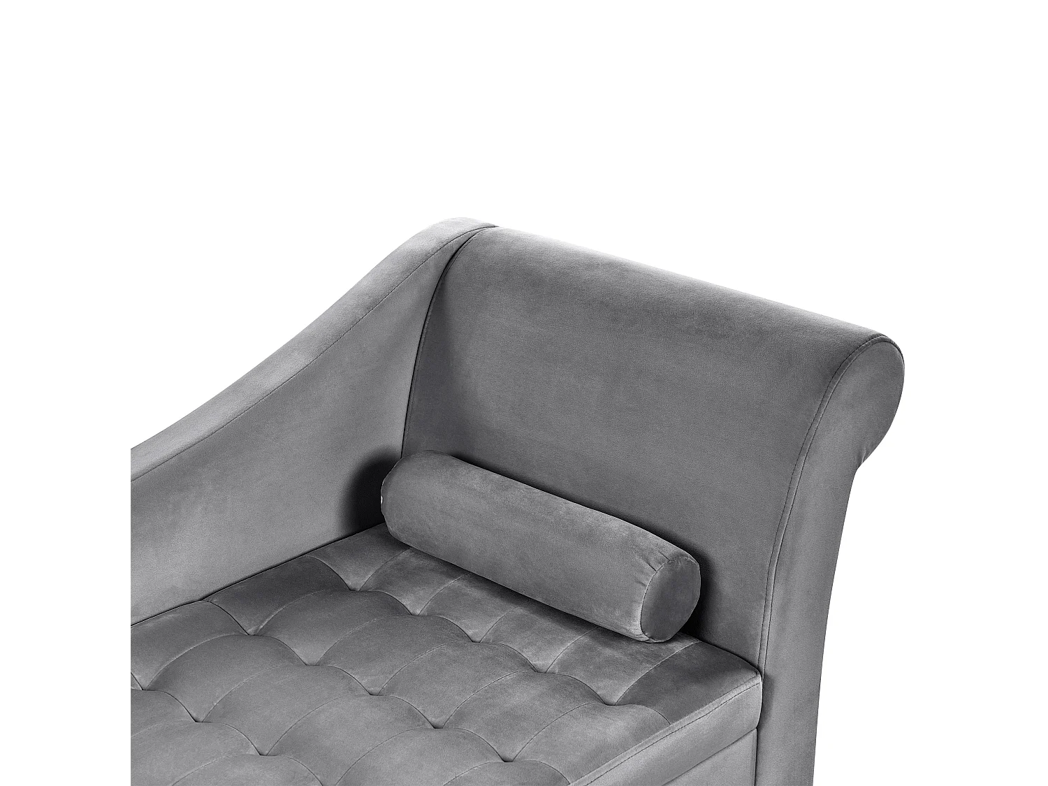 Chaise longue à direita PESSAC Veludo Cinzento claro com arrumação