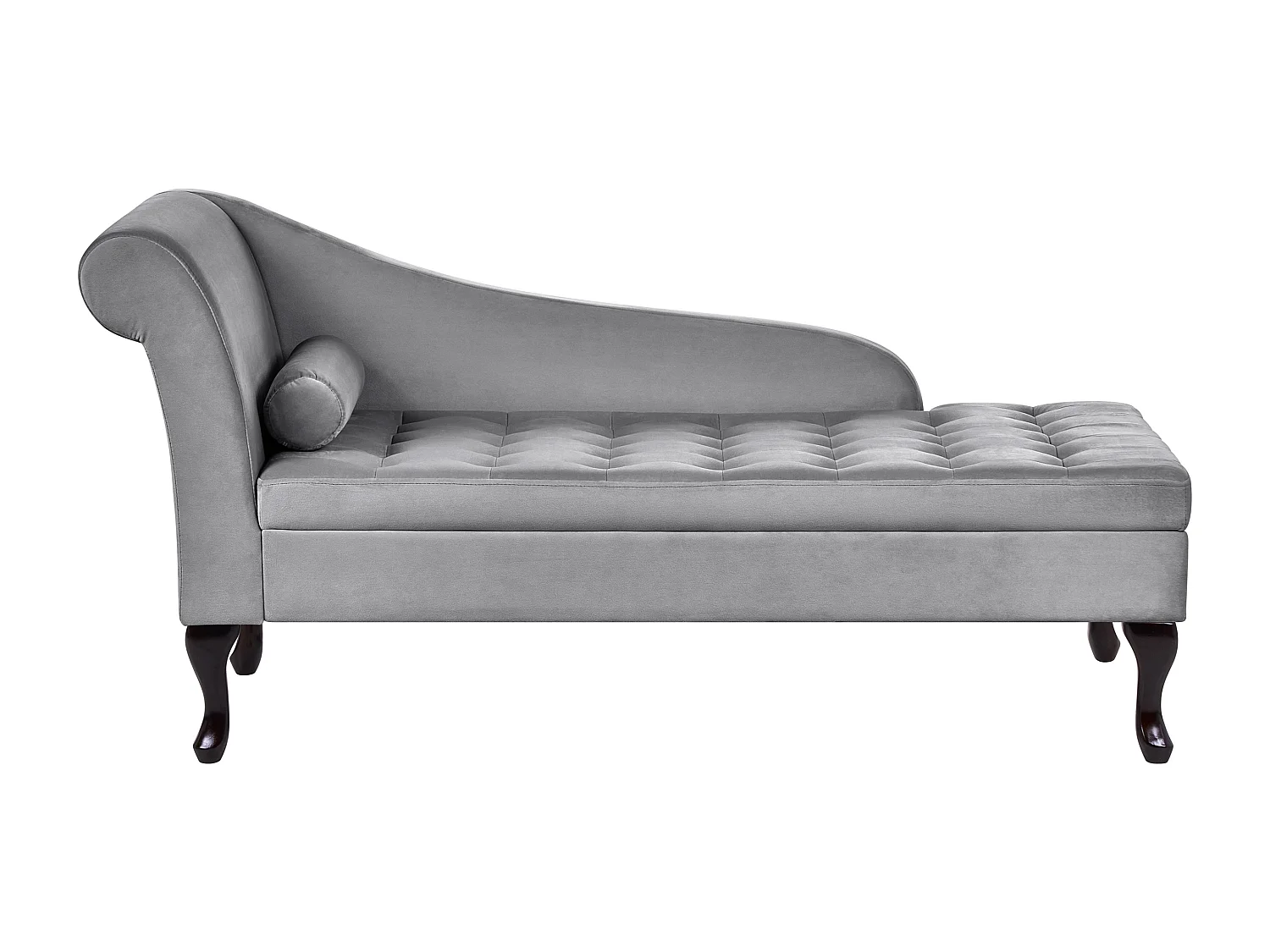 Chaise longue côté droite PESSAC Velours Gris clair avec rangement