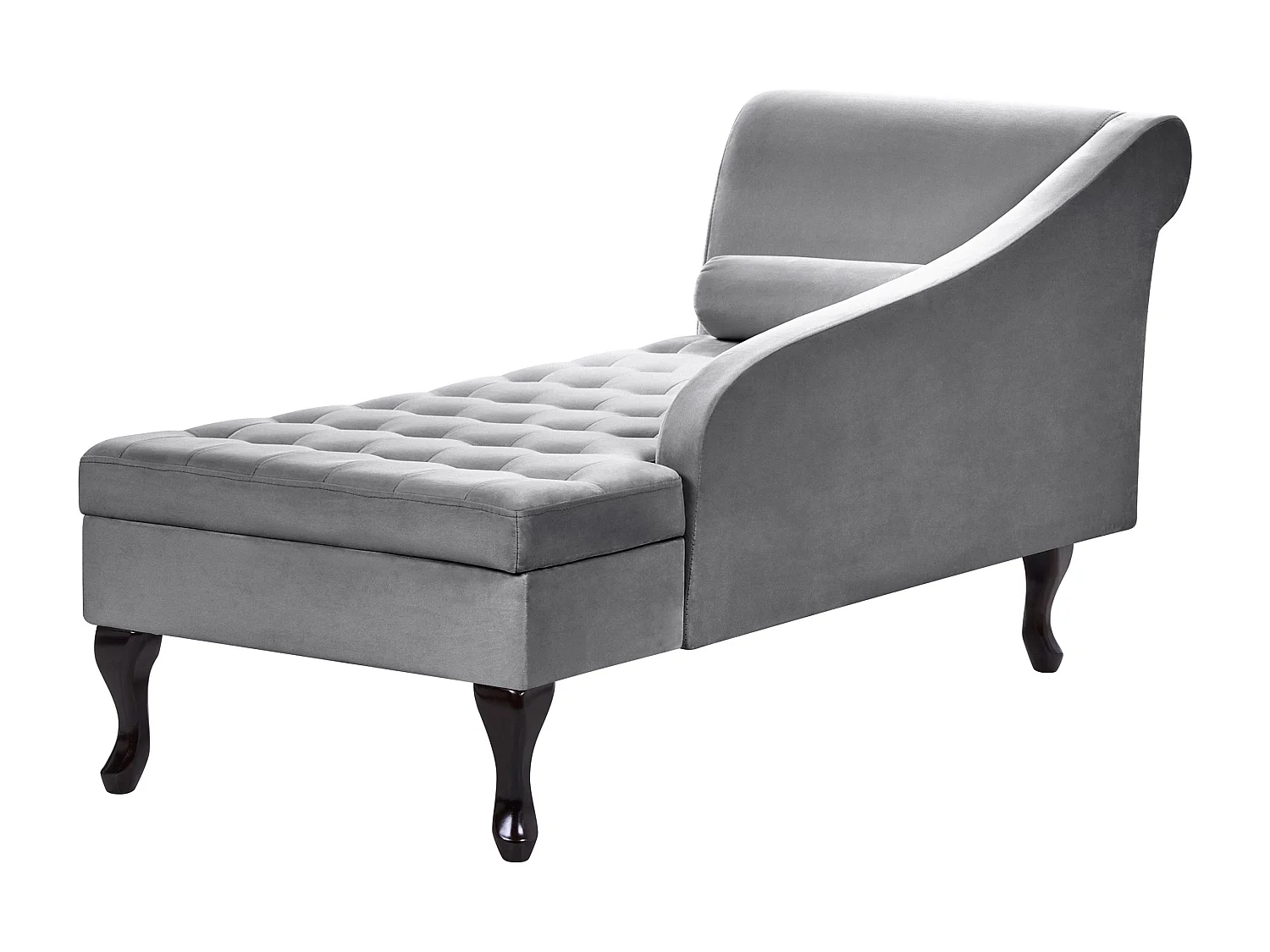 Chaise longue côté droite PESSAC Velours Gris clair avec rangement