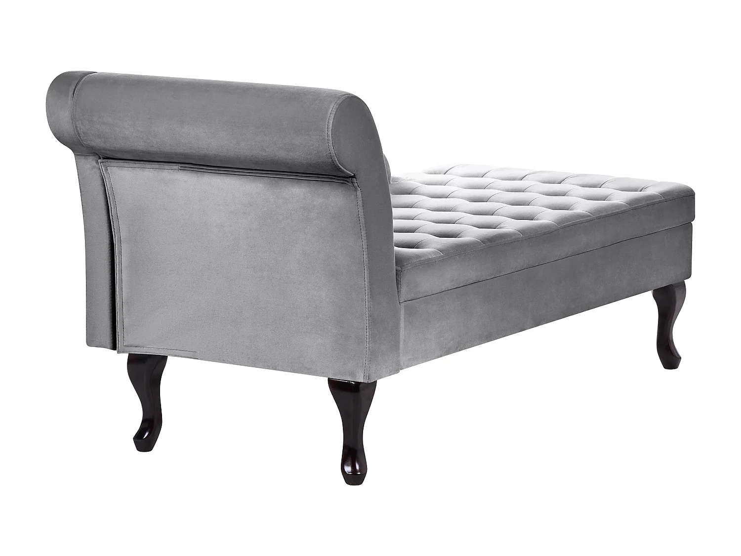 Chaise longue côté droite PESSAC Velours Gris clair avec rangement