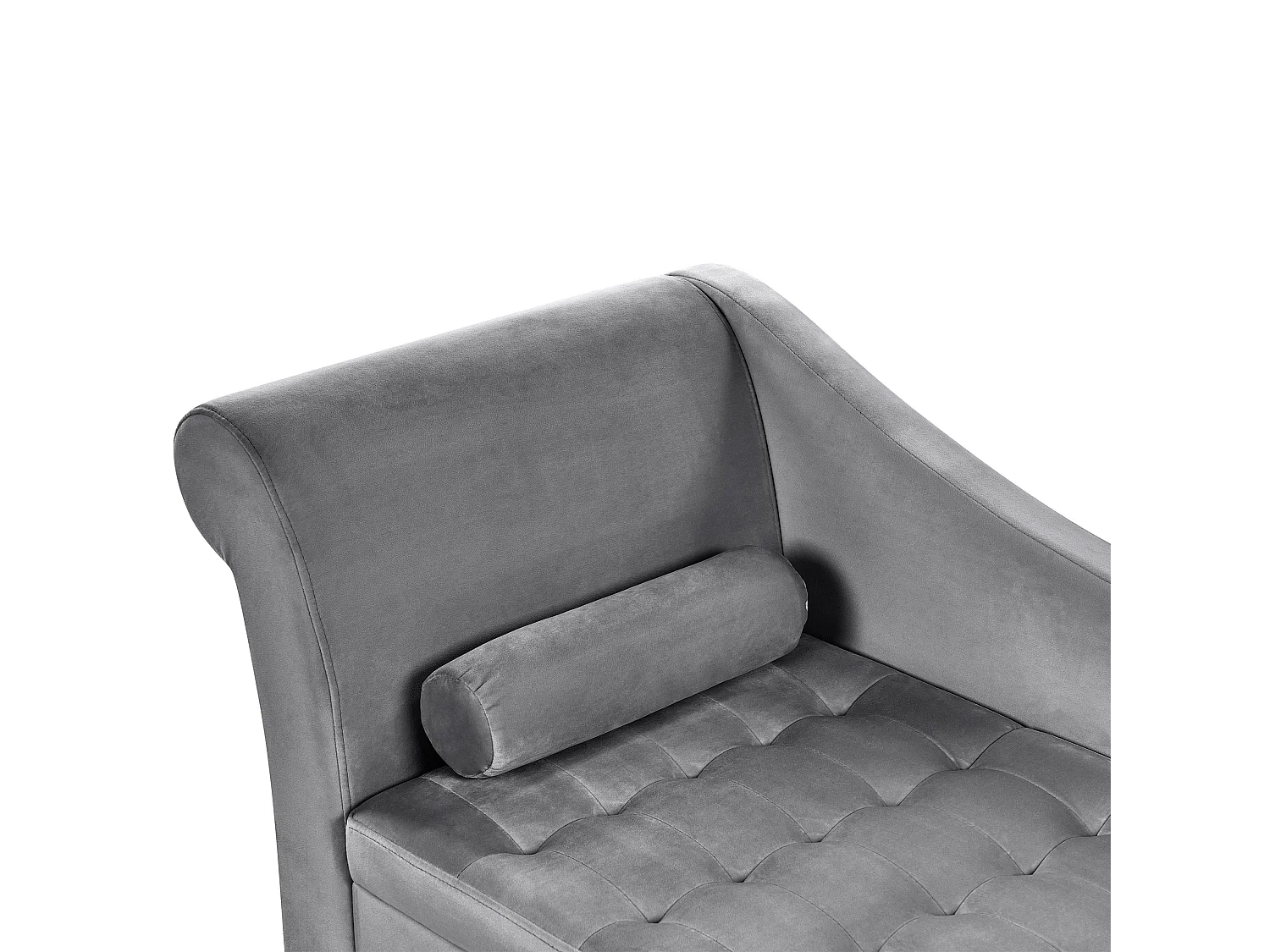 Chaise longue côté droite PESSAC Velours Gris clair avec rangement