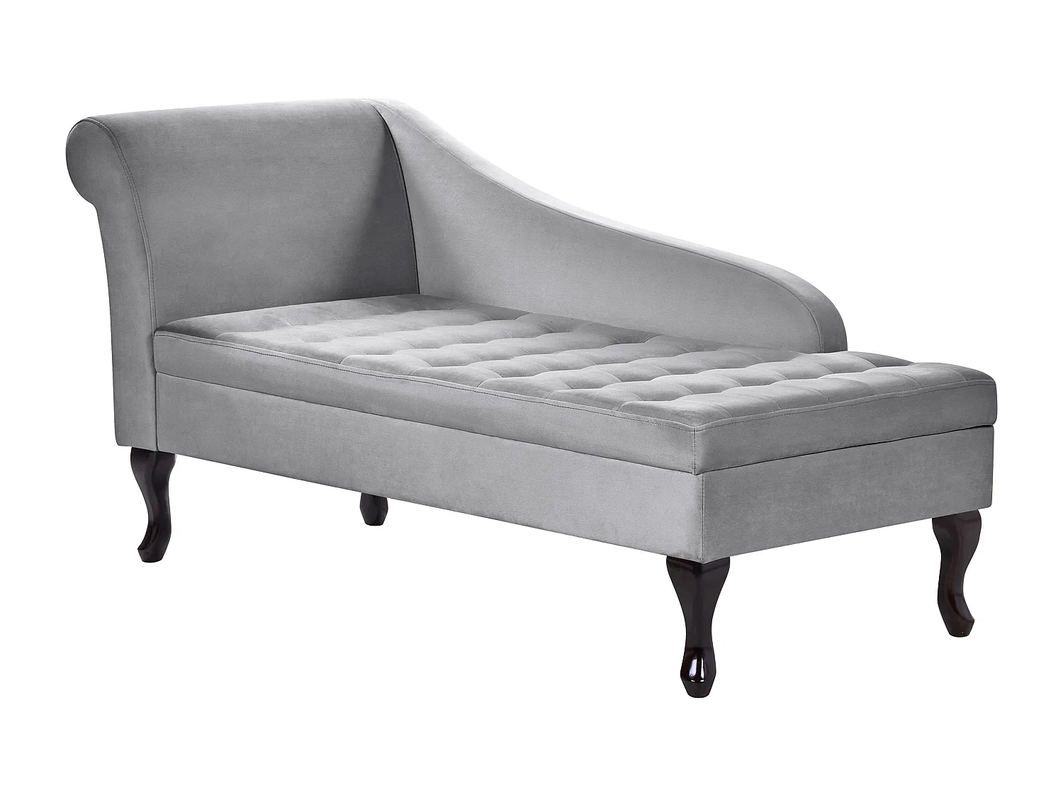 Linkszijdige chaise longue PESSAC Fluweel Lichtgrijs met opbergruimte