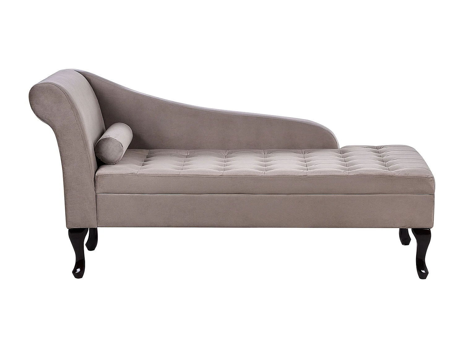 Chaise longue à esquerda PESSAC Veludo Taupe com arrumação