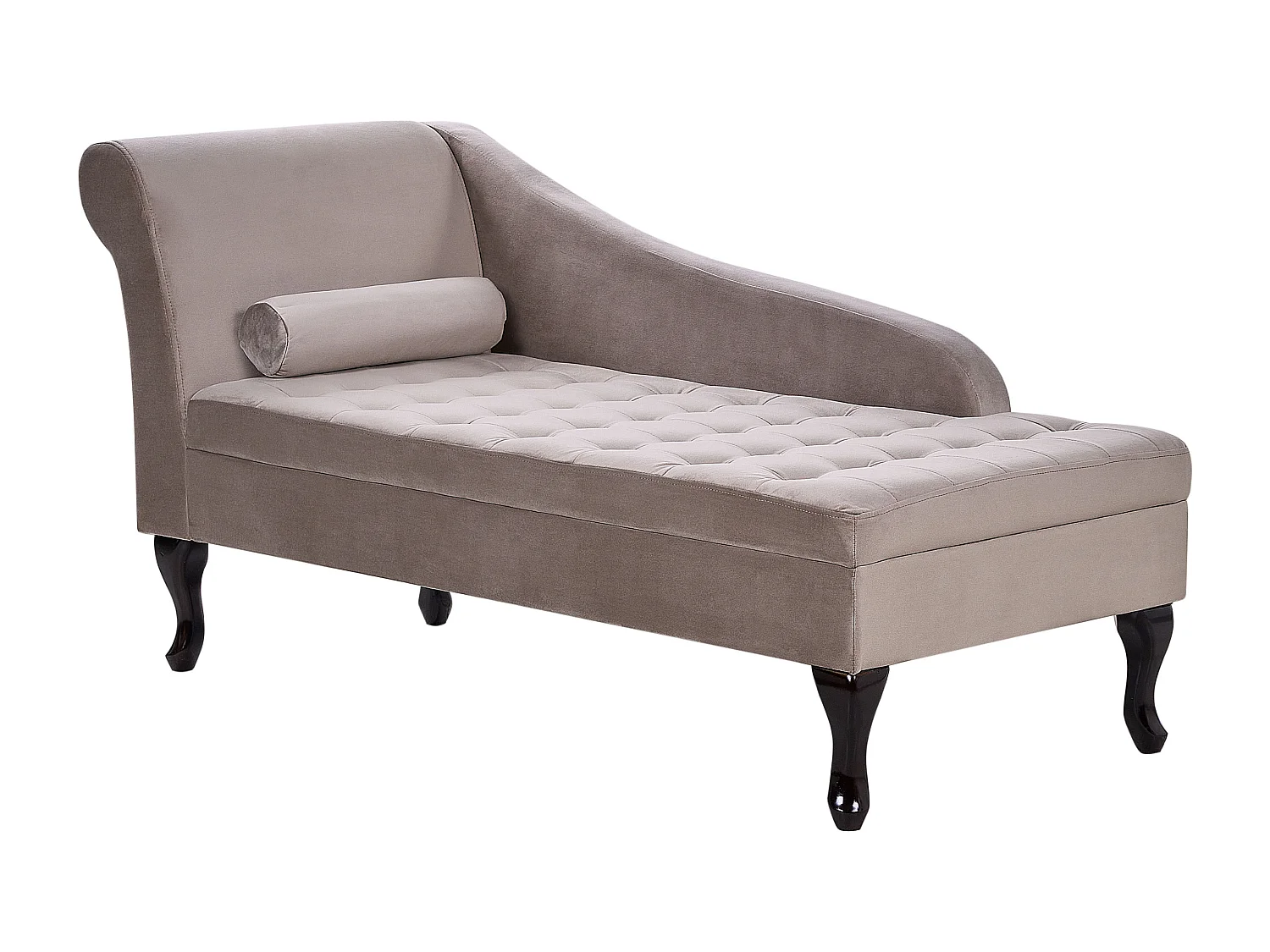 Chaise longue à esquerda PESSAC Veludo Taupe com arrumação