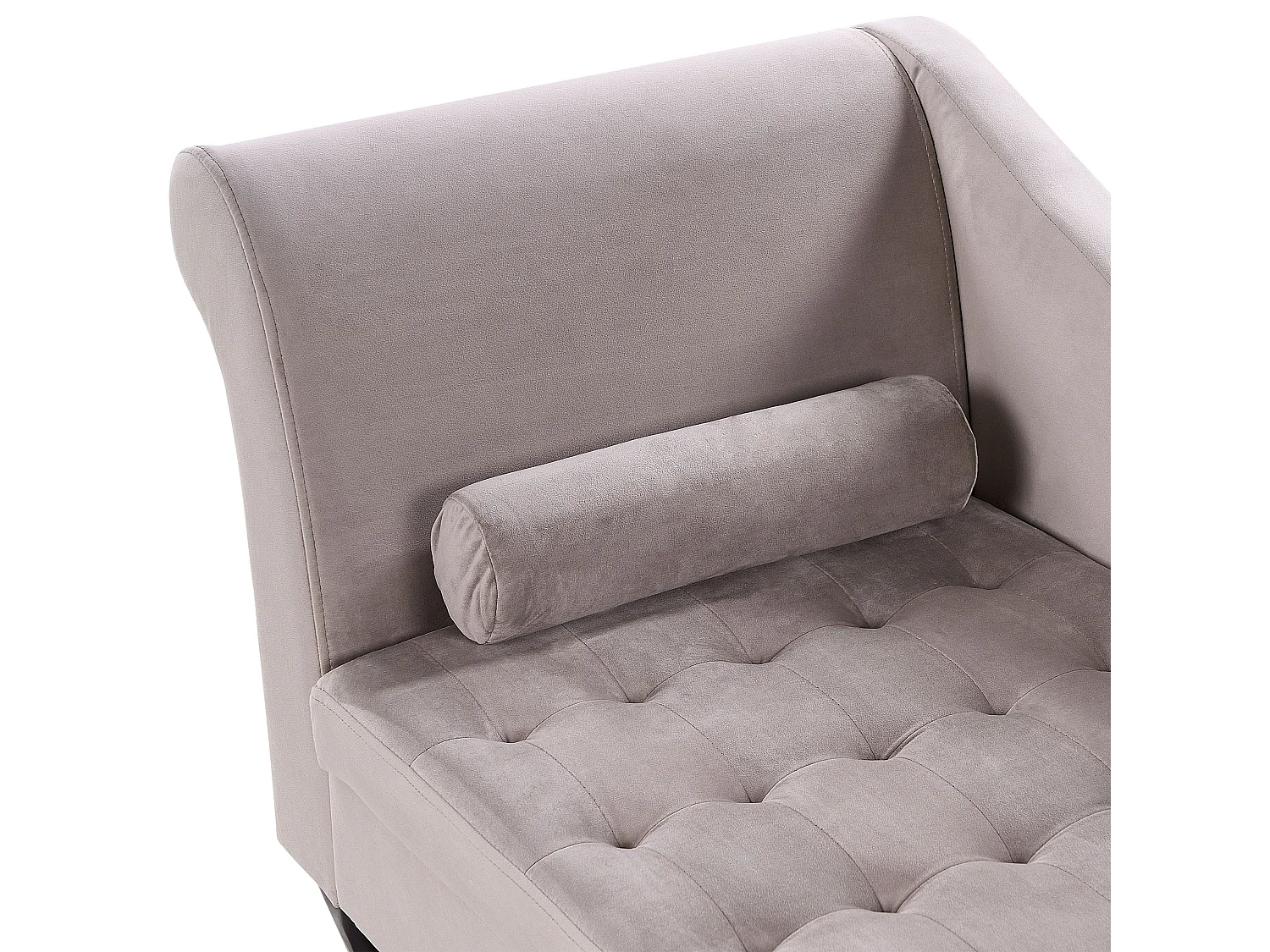 Chaise longue à esquerda PESSAC Veludo Taupe com arrumação