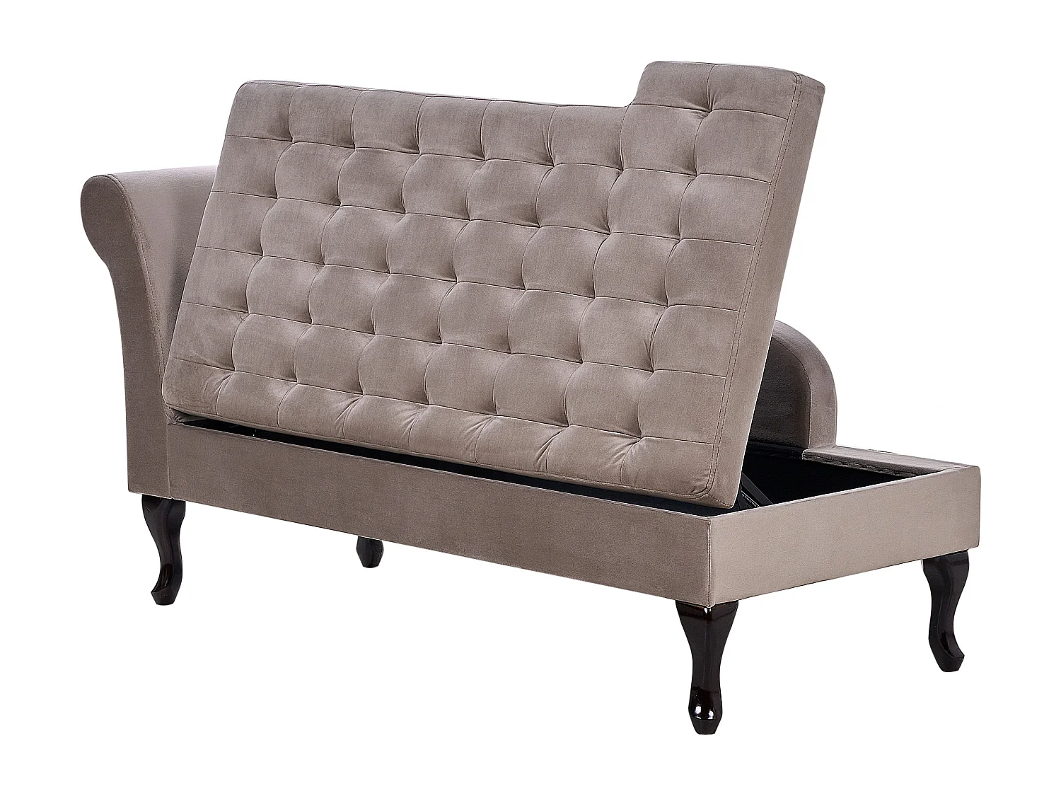 Chaise longue côté droite PESSAC Velours Taupe avec rangement