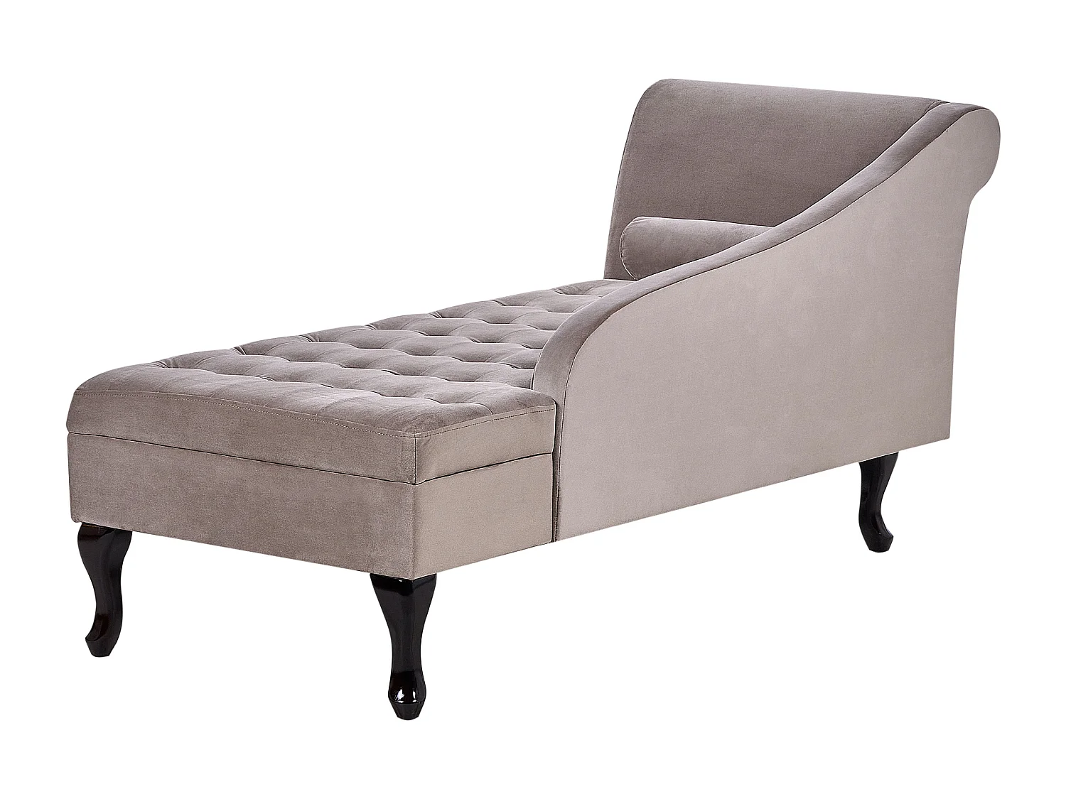 Chaise longue côté droite PESSAC Velours Taupe avec rangement