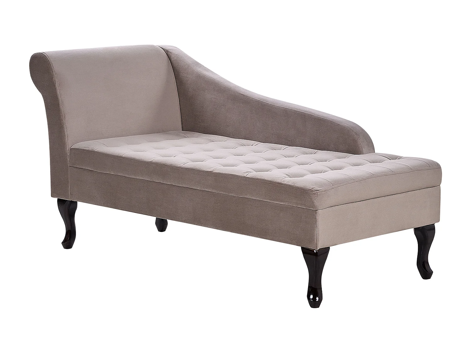 Chaise longue côté gauche PESSAC Velours Taupe avec rangement