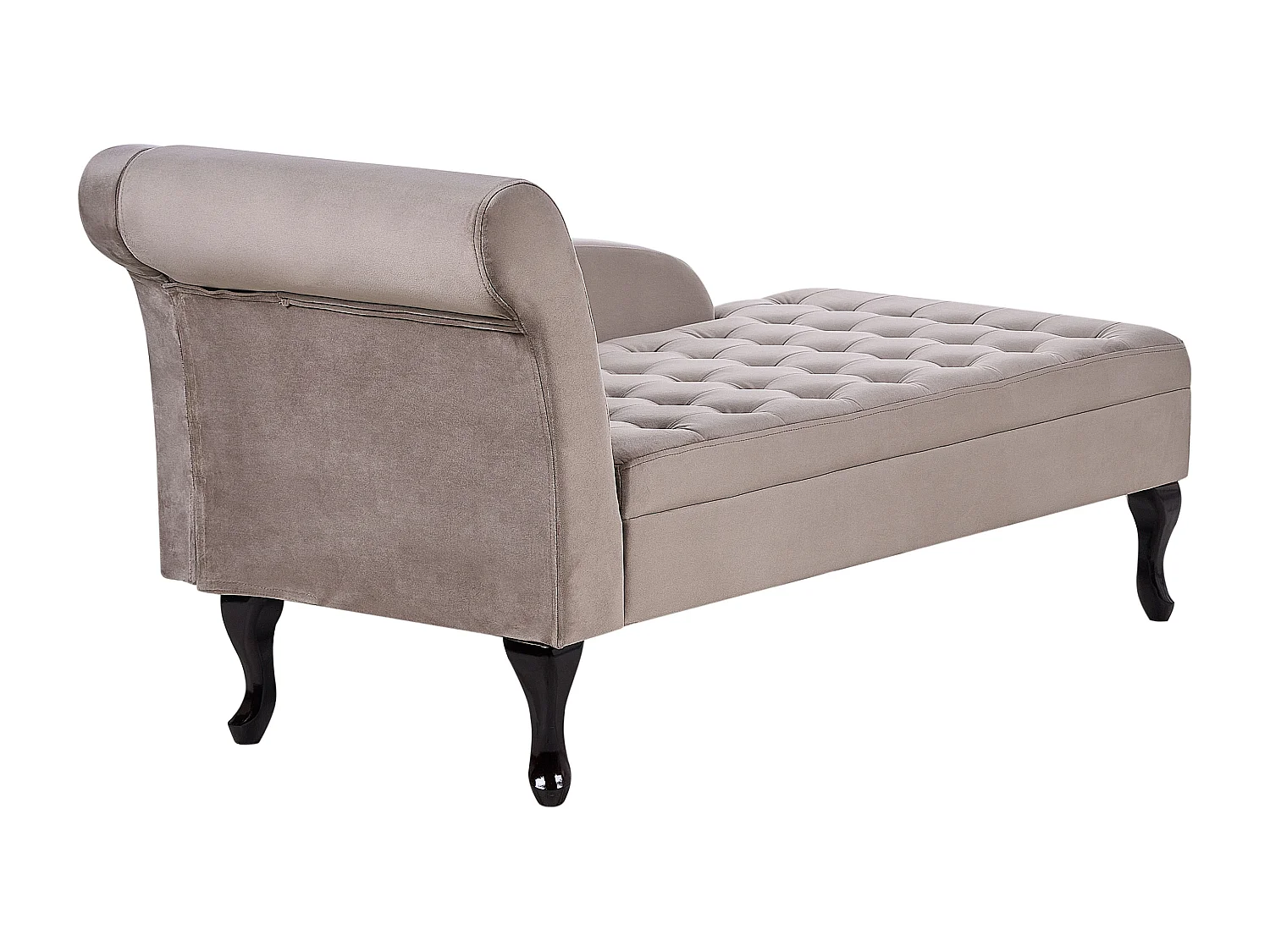 Chaise longue côté gauche PESSAC Velours Taupe avec rangement