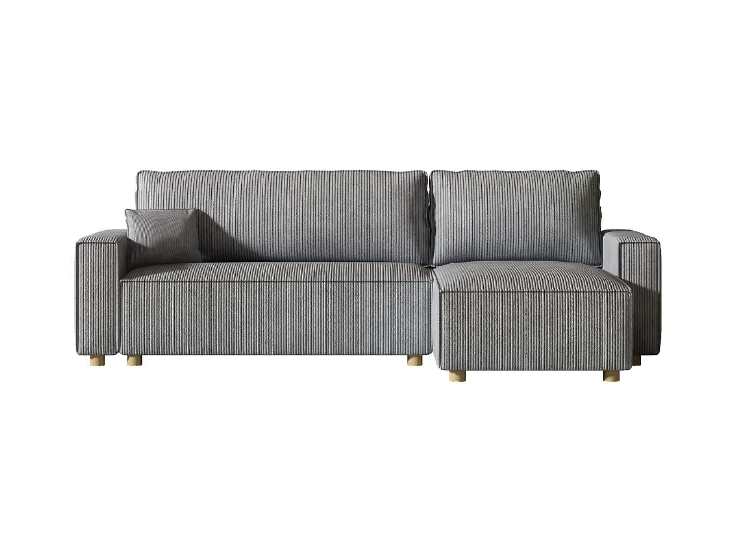 Sofá esquinero convertible en pana gris claro COSY