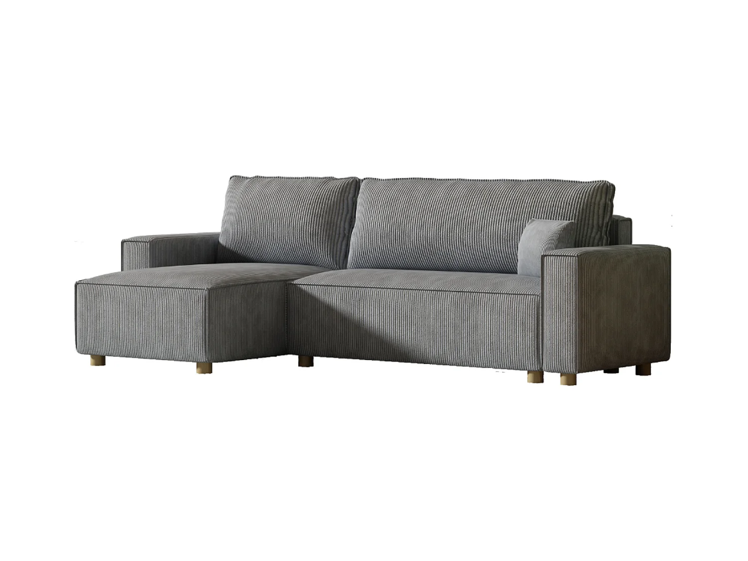 Sofá esquinero convertible en pana gris claro COSY