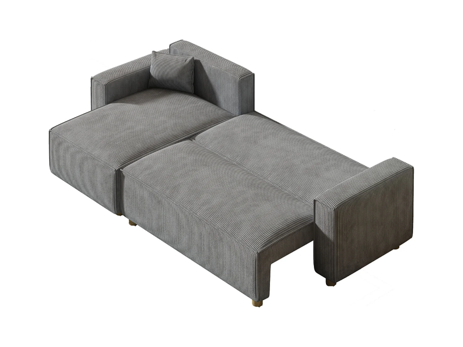 Sofá esquinero convertible en pana gris claro COSY