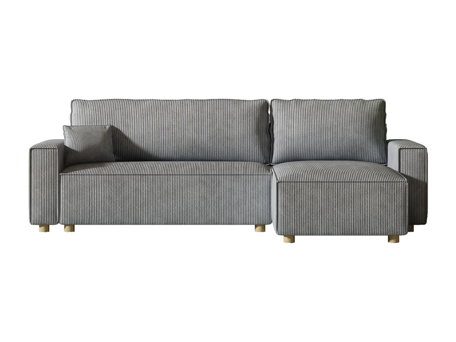 Canapé convertible d'angle en velours côtelé gris clair COSY