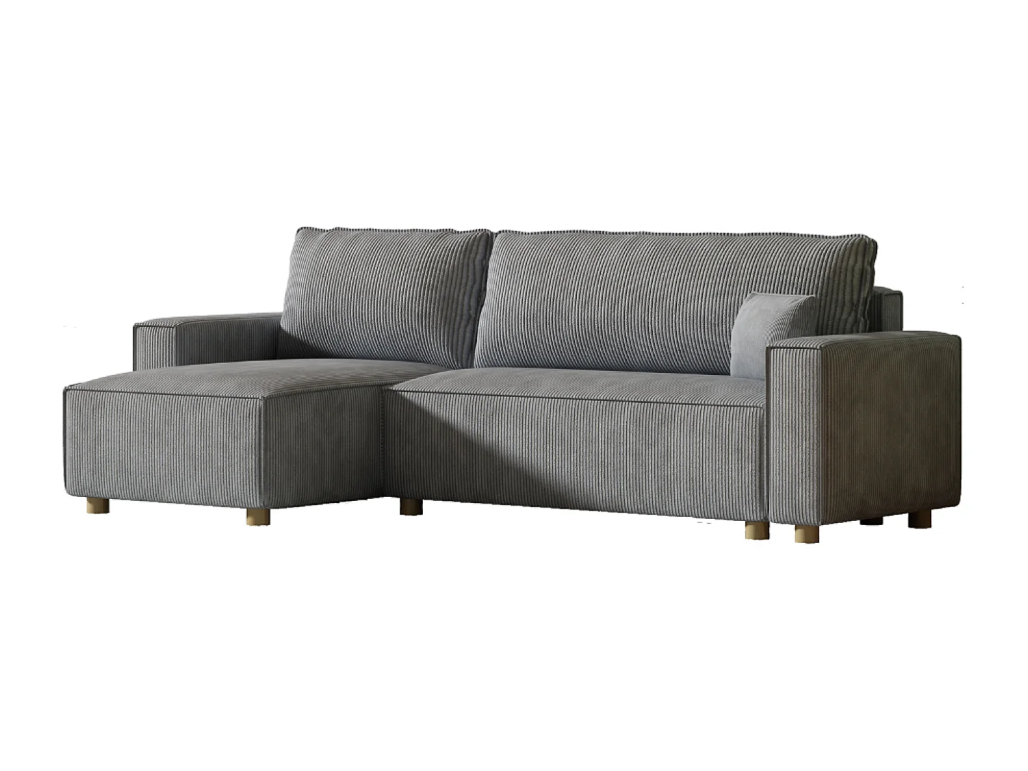 Canapé convertible d'angle en velours côtelé gris clair COSY