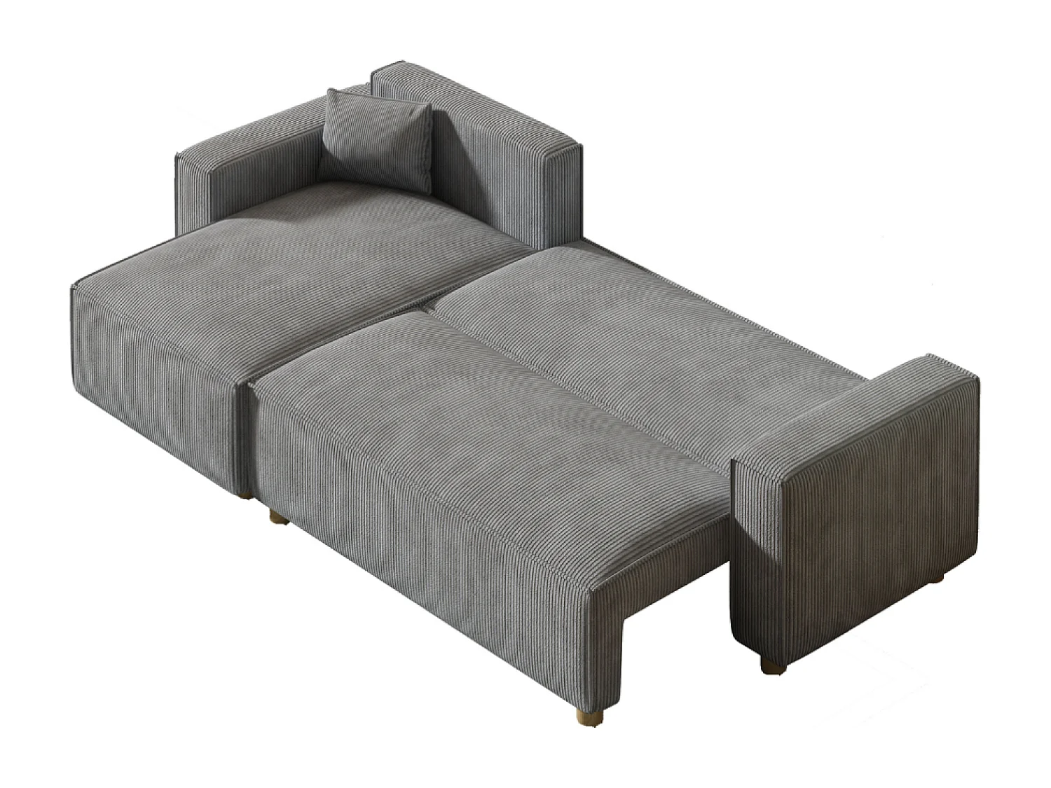 Canapé convertible d'angle en velours côtelé gris clair COSY